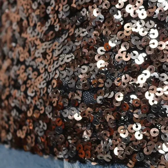 Thirty Thirty Sequin Cowl Neck Top Bronze Silver Party Glam Y2K Camisole Size S - Picture 4 of 11